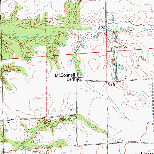 Topographic Map of McConnell Cemetery, IL