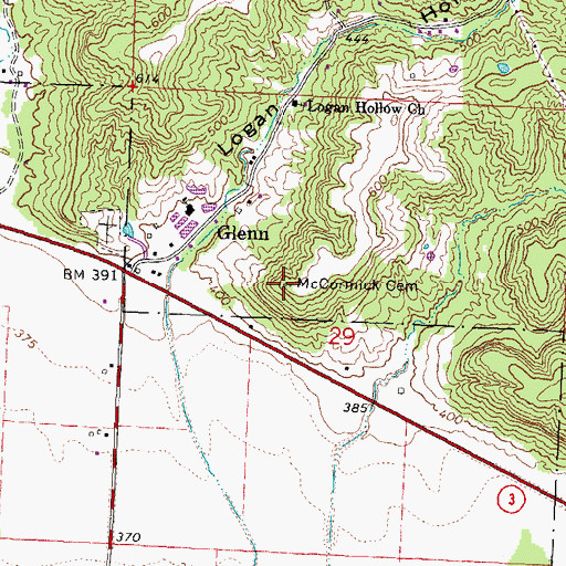 Topographic Map of McCormick Cemetery, IL