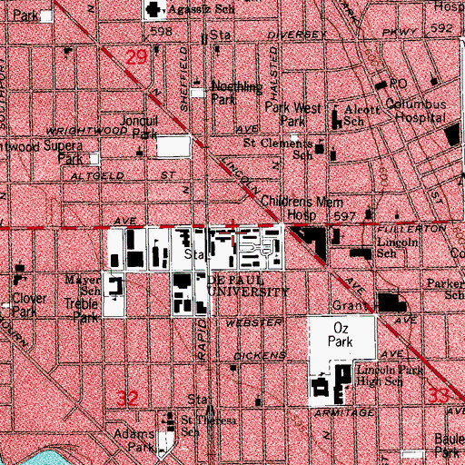 Topographic Map of McCormick Seminary (historical), IL