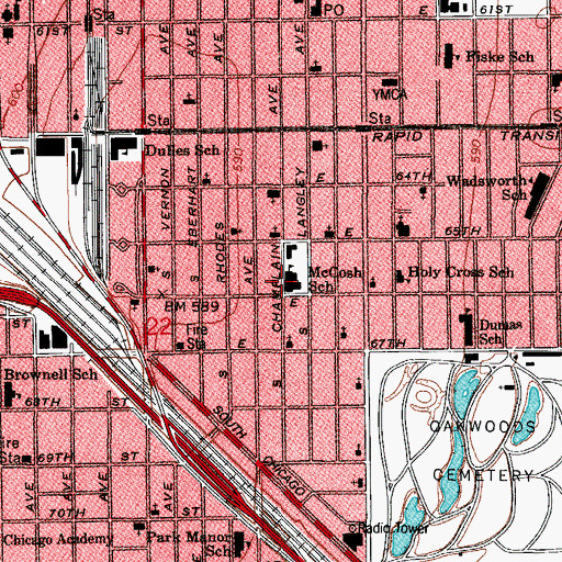 Topographic Map of McCosh Elementary School, IL