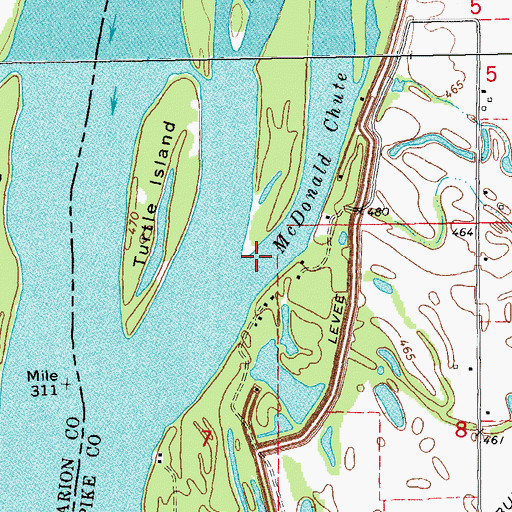 Topographic Map of McDonald Chute, IL