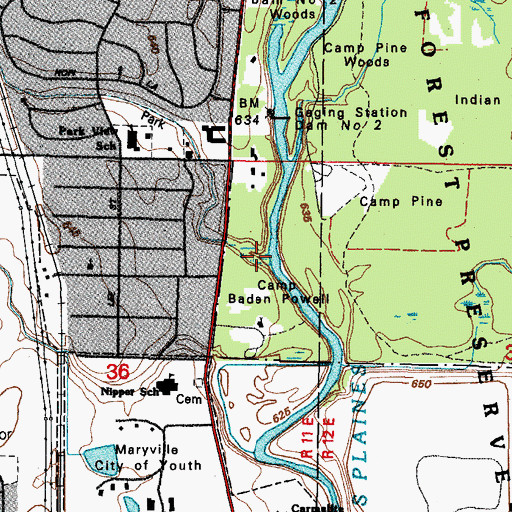Topographic Map of McDonald Creek, IL
