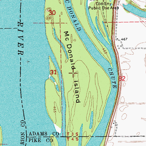 Topographic Map of McDonald Island, IL