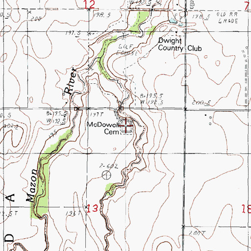 Topographic Map of McDowell Cemetery, IL