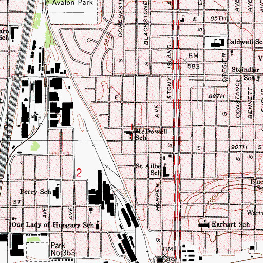 Topographic Map of McDowell Elementary Branch of Caldwell School, IL