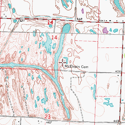 Topographic Map of McElvain Cemetery, IL