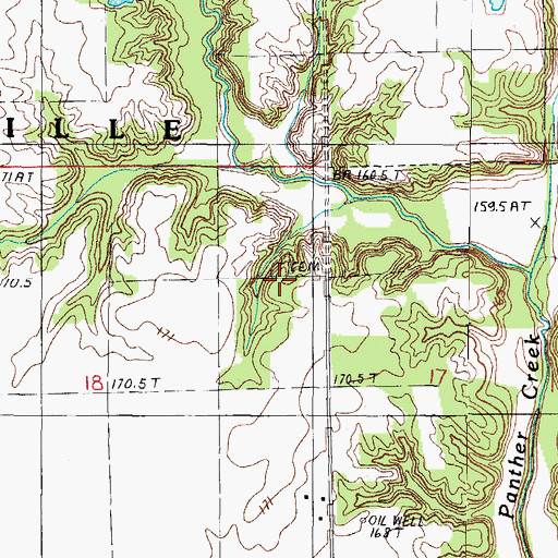 Topographic Map of McFadden Cemetery, IL