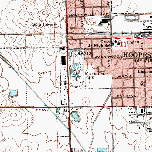 Topographic Map of McFerren Park, IL