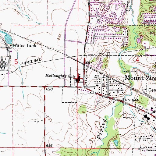 Topographic Map of McGaughty Elementary School, IL
