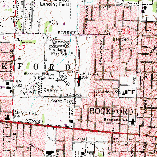 Topographic Map of W Ray McIntosh Elementary School, IL