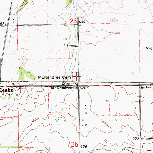 Topographic Map of McKendree Cemetery, IL