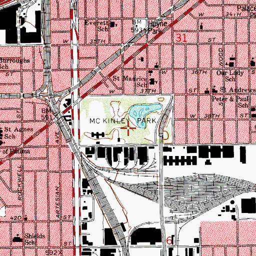 Topographic Map of McKinley Park, IL