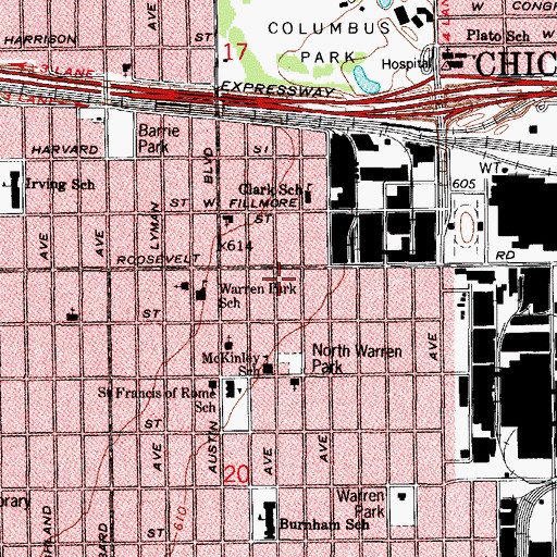 Topographic Map of McKinley Elementary School, IL