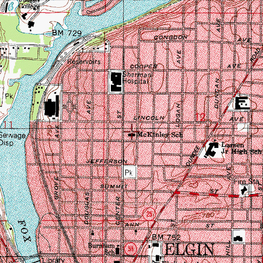 Topographic Map of McKinley Elementary School, IL
