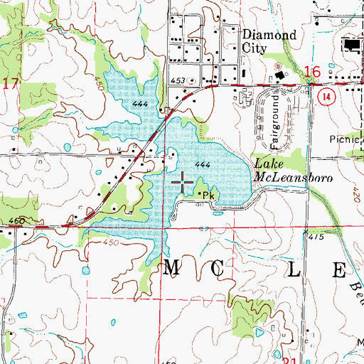 Topographic Map of Lake McLeansboro, IL