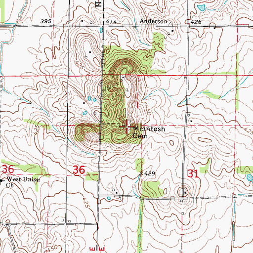 Topographic Map of McLntosh Cemetery, IL