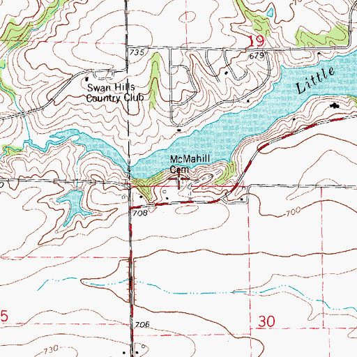 Topographic Map of McMahill Cemetery, IL