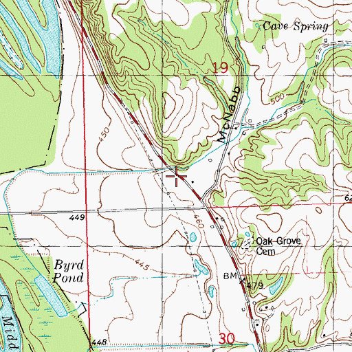 Topographic Map of McNabb Hollow, IL