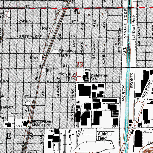 Topographic Map of McNally Park, IL