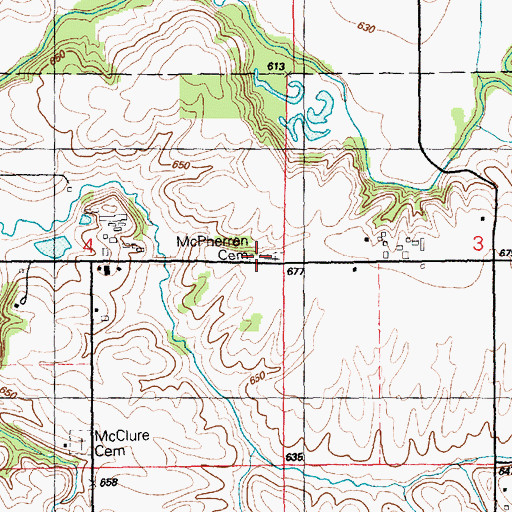 Topographic Map of McPherren Cemetery, IL