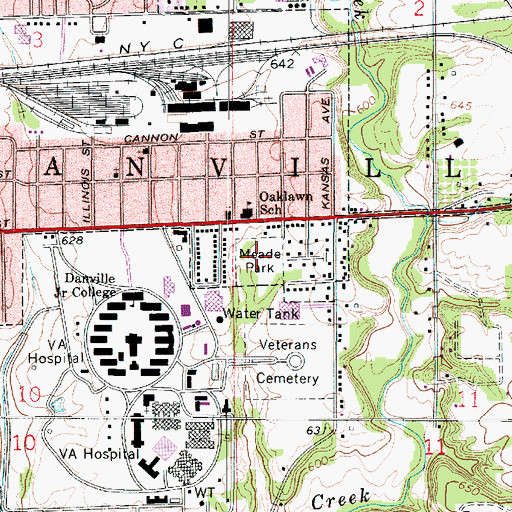 Topographic Map of Meade Park, IL