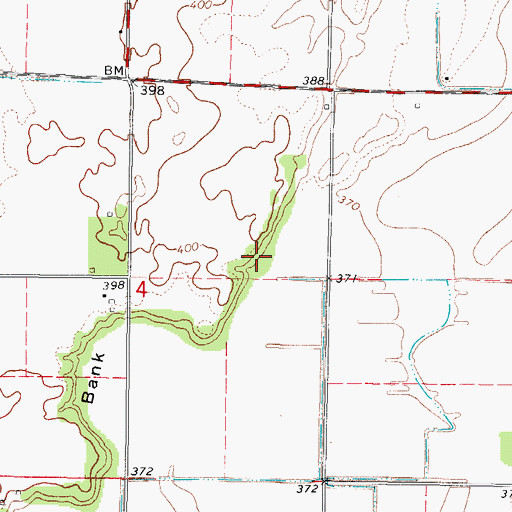 Topographic Map of Meadow Bank, IL