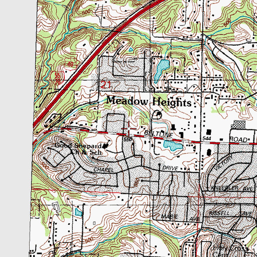 Topographic Map of Meadow Heights, IL