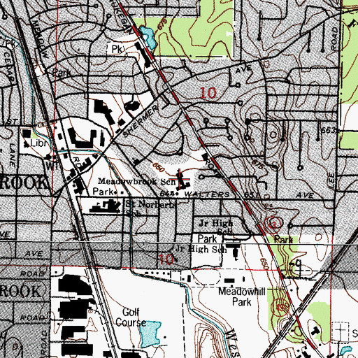 Topographic Map of Meadowbrook Elementary School, IL