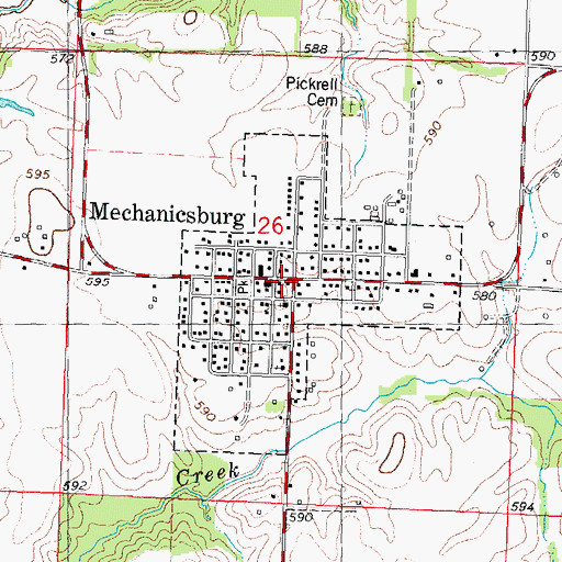 Topographic Map of Mechanicsburg, IL
