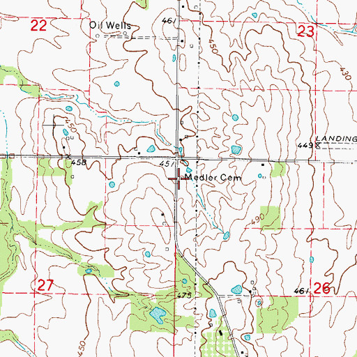 Topographic Map of Medler Cemetery, IL