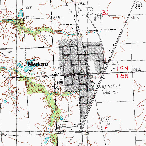 Topographic Map of Medora, IL