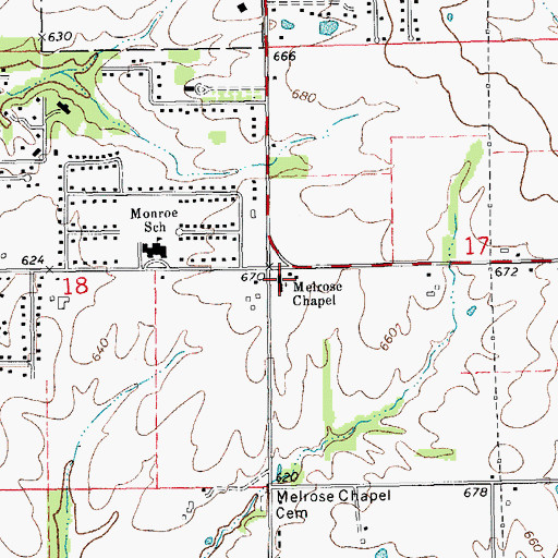Topographic Map of Melrose Chapel United Methodist Church, IL