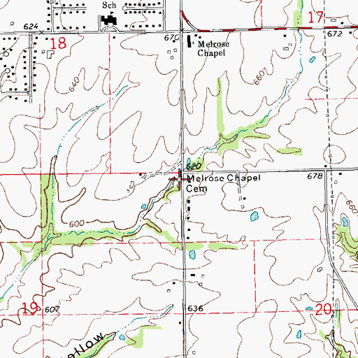 Topographic Map of Melrose Chapel Cemetery, IL