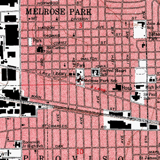 Topographic Map of Melrose Park School, IL