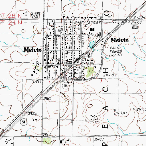 Topographic Map of Melvin, IL
