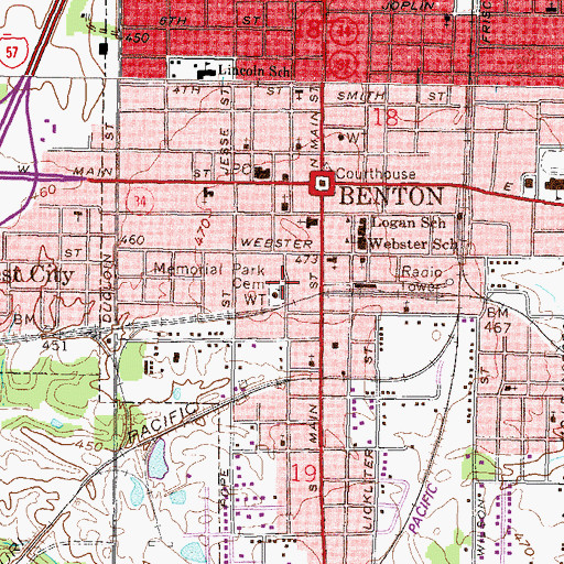 Topographic Map of Memorial Park Cemetery, IL