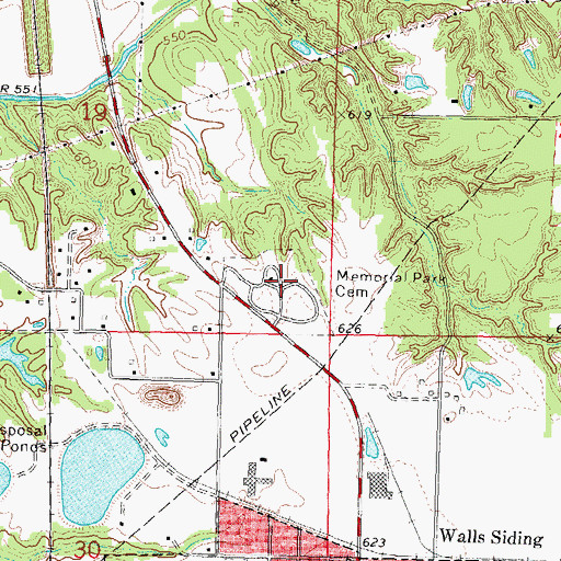 Topographic Map of Memorial Park Cemetery, IL