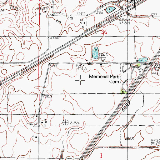 Topographic Map of Memorial Park Cemetery, IL