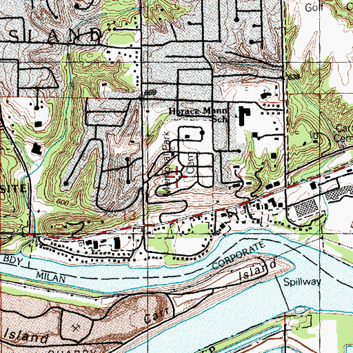 Topographic Map of Memorial Park Cemetery, IL