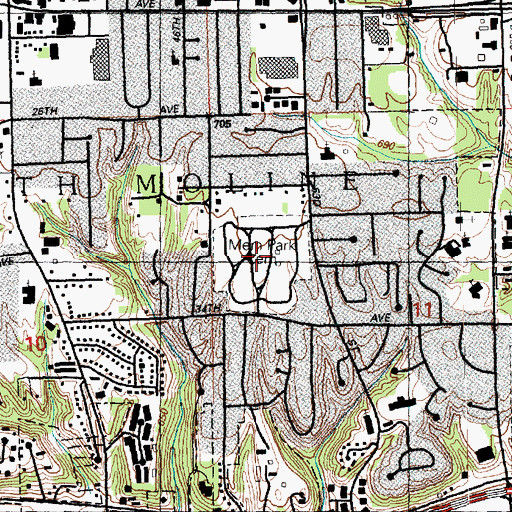 Topographic Map of Moline Memorial Park Cemetery, IL