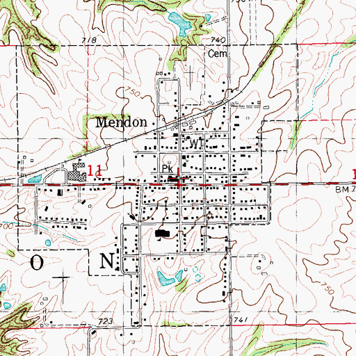 Topographic Map of Mendon, IL