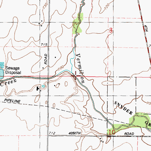 Topographic Map of Mendota Creek, IL