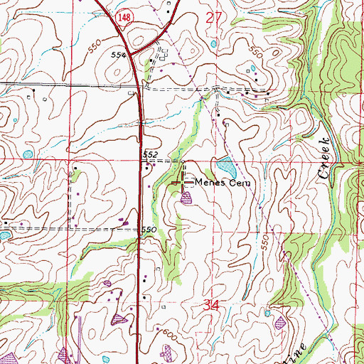 Topographic Map of Meneese Cemetery, IL