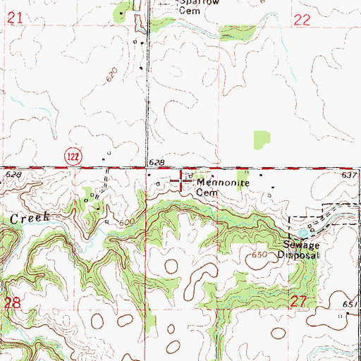 Topographic Map of Mennonite Cemetery, IL