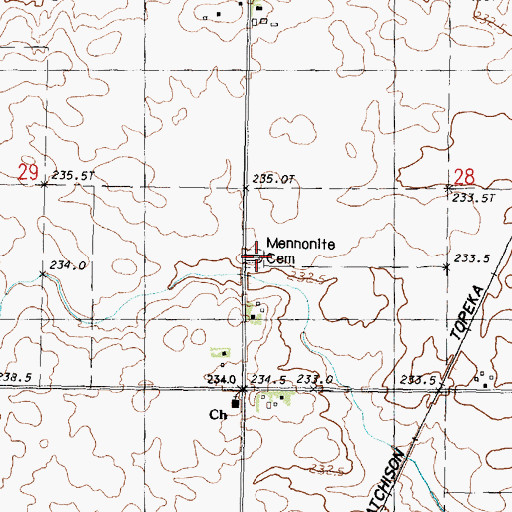 Topographic Map of Mennonite Cemetery, IL