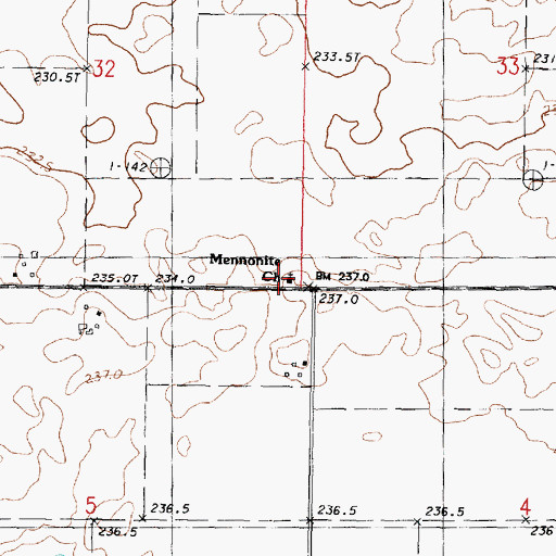 Topographic Map of Linn Mennonite Church, IL