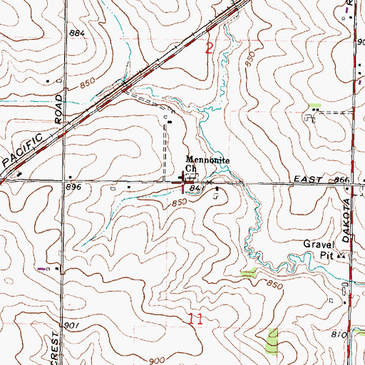Topographic Map of Mennonite Church, IL