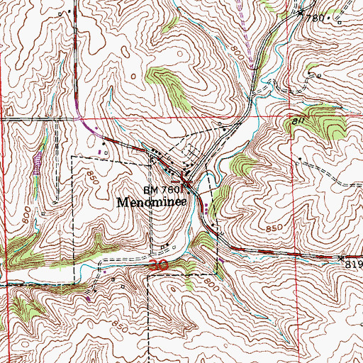 Topographic Map of Menominee, IL