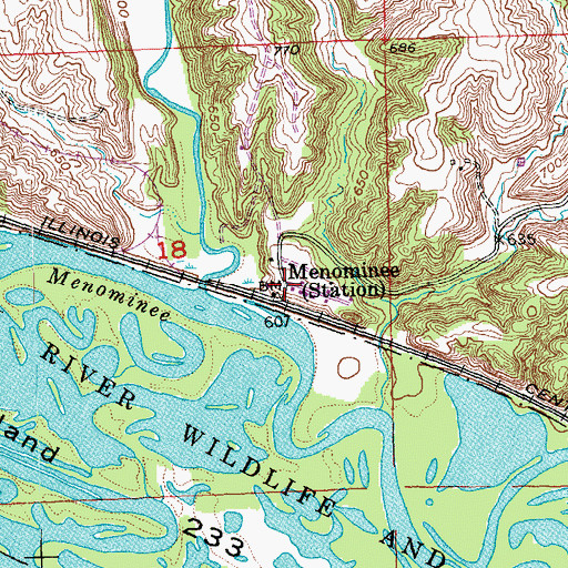 Topographic Map of Menominee, IL