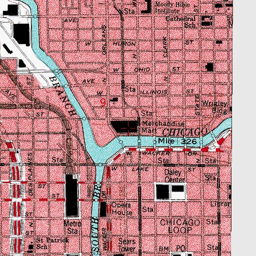 Topographic Map of Merchandise Mart, IL